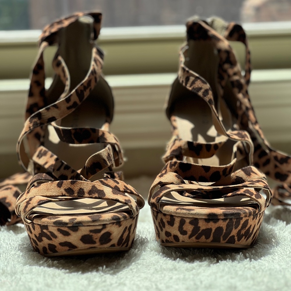 Leopard Strappy Wedges